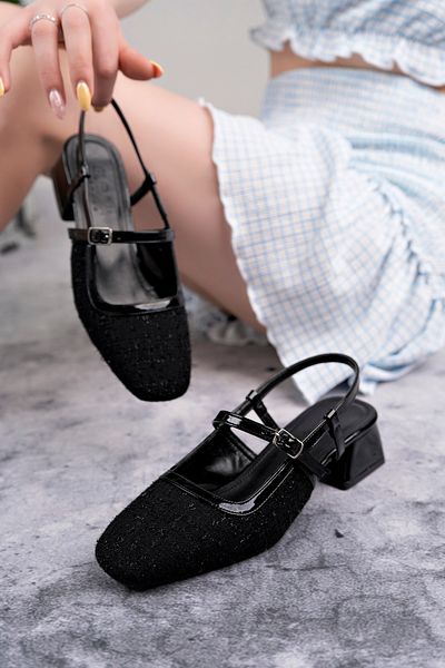 moon glow New Season 2025 Black Heeled Women's Mary Jane Shoes