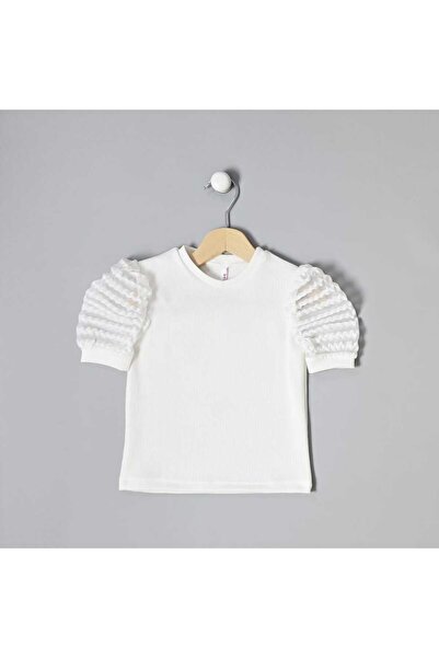 BLR KİDS Girl Child Seersucker Sleeve Denim Skirt Bottom Top Set