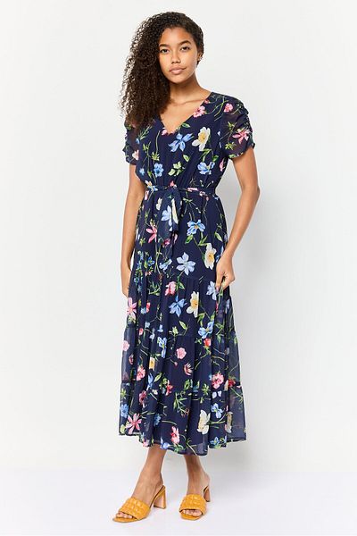 Phase Eight Women Floral Pattern Belted Maxi Dress, Multicolor