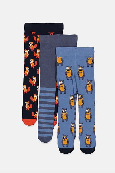 Tchibo Toddlers Boy 3 Pack Thermal Tights, Blue and Navy