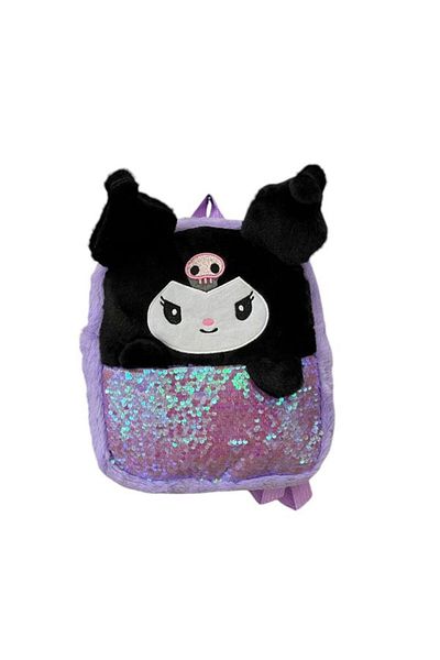 EyER Shoping Rucsac de pluș Kuromi cu curea reglabilă cu paiete, potrivit pentru grădiniță