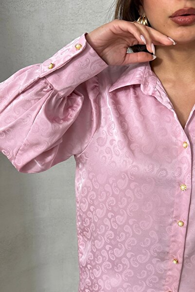 MD trend Kadın Desenli Balon Kollu Jakar Gömlek