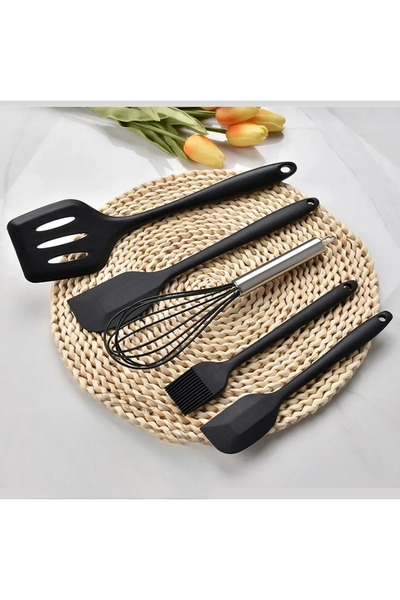 altınmutfak 5 Parça Yanmaz Yapışmaz Mutfak Pasta Seti Slikon Yumurta Fırçası Kaşık Bıçak Çırpıcı Spatula Seti
