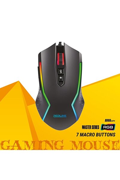 Redline 8000 Dpi / 7 Makro Tuşu / 1.8 M Örgülü Kablo Rgm-656 Gaming Mouse