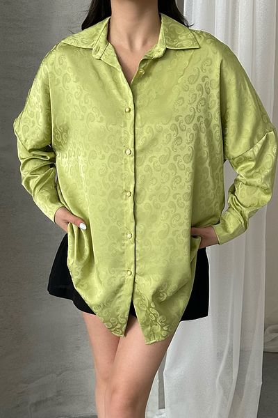 MD trend Cămașă oversize jacquard cu mâneci cu balon cu model