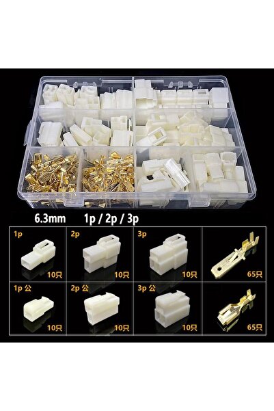 Hatfon Elektronik 60 Adet Otomotiv Motor Konnektör Terminal Seti 6,3mm 1-3 Pi...