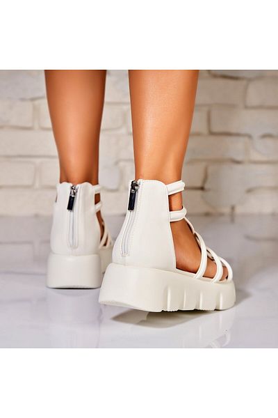 Joana Women's White Platform Sandals Made of Eco-Leather Jessie