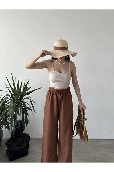 BRAXELL High Waist Gathered Waist Trousers