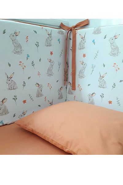 CherryPie Rabbit Patterned Baby Duvet Cover Set and Edge Protection Set 120X200