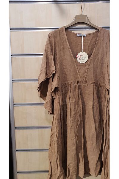 Park Moda Κοντό λινό φόρεμα με μανίκια