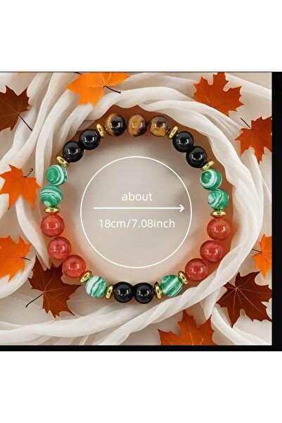 ORGANICYOU Rhinestone 4Pcs Bohemian Natural Stone Beaded Bracelet Set, Celestial Symbols