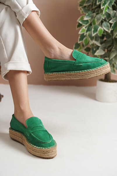 MOLY ESPADRİLLE Süet Yeşil  Günlük  Espadril Ayakkabı