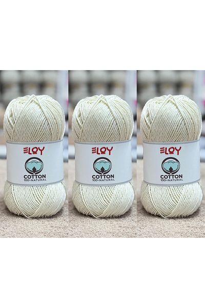 Eloy Βαμβακερό Amigurumi Punch Νήματα Πλεξίματος Χεριών 100 gr 3 Τεμάχια Χρώμα 0288 Κρέμα