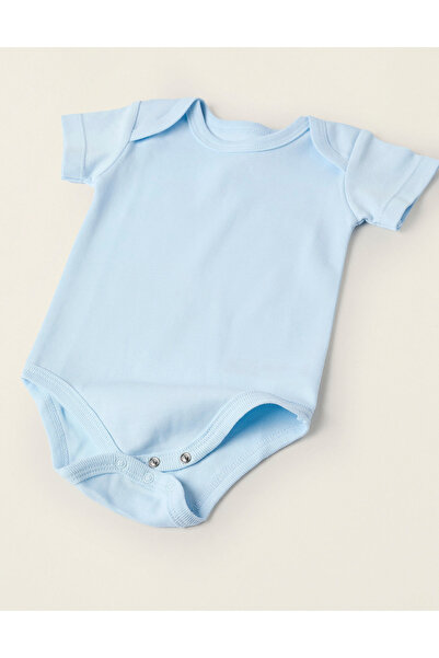 Ziddy Pack of 4 Short Sleeve Bodysuits for Baby Boys 'Octopus', White/Blue