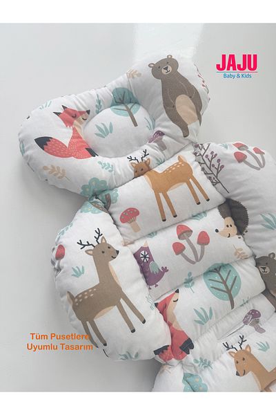 Jaju Baby Forest Pattern Stroller Cushion Car Seat Cushion 100% Cotton Fabric