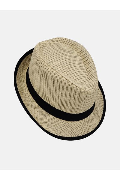 Milleniva Summer Straw Beige Panama Fedora Hat