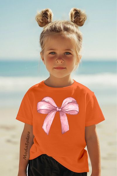 ModaSphere Bow Printed Girl's Oversize T-Shirt