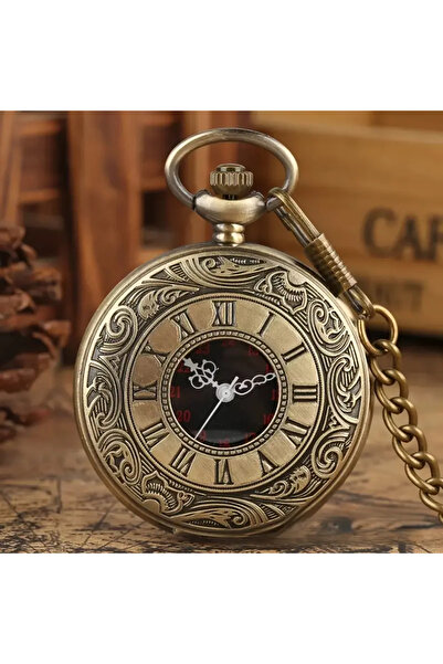 Askımo Vintage Retro Gift Valentine's Day Curb Chain Pocket Watch Antique Rom...