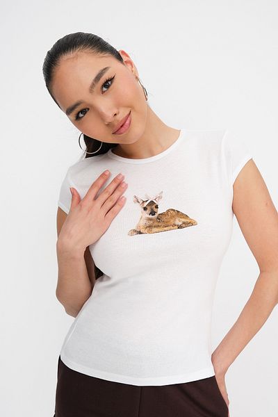Addax Deer Printed T-Shirt P1724