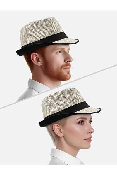 Milleniva Summer Straw Ecru Panama Trilby Hat