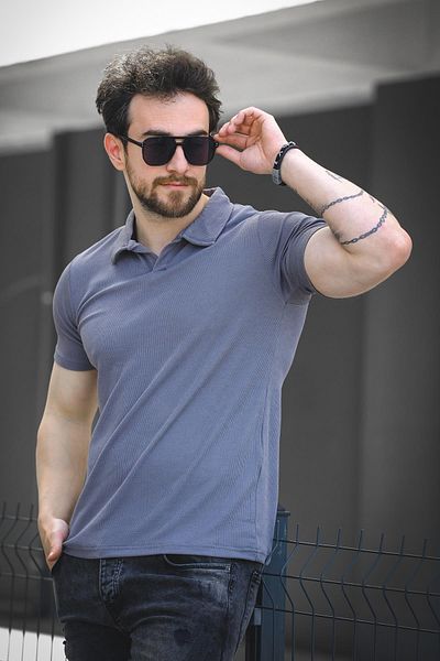 Oksit Ανδρικό μπλουζάκι Ht Peha Slim Fit Otoban Fabric Apaç Collar