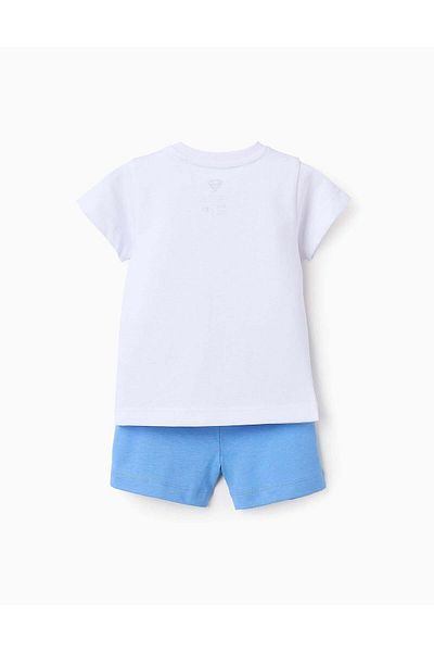 Ziddy Cotton Pyjama for Baby Boys 'Mini-Superman', White/Blue