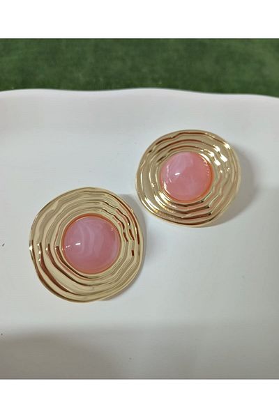 mos&more Lightweight Stylish Women's Earrings with Gold Pink Detail