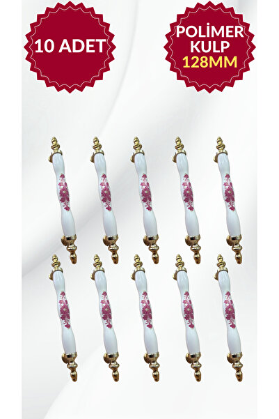 MKLAKS 128mm Polimer Plastik Beyaz-ALTIN Mobilya Çekmece Dolap Kulp 10 Paket ...