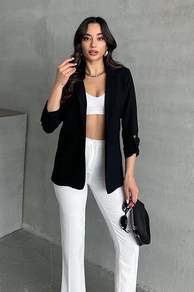 MD trend Women's Sleeve Fold Lined Blazer Jacket