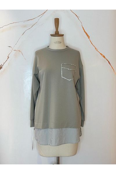 Mymood Stoned Pocket Lace Sweatshirt