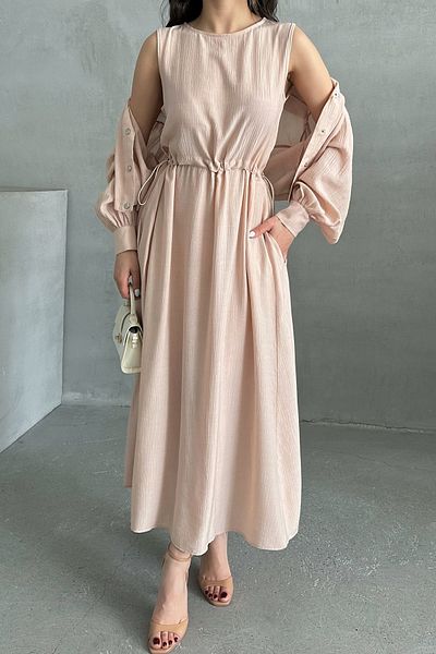 MD trend Women's Bolero Dress Set with Pockets