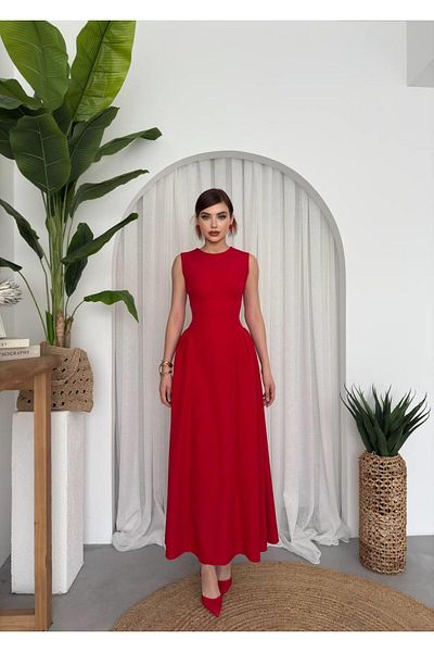 conconmoda Esmira Atlas Long Zero Sleeve Dress