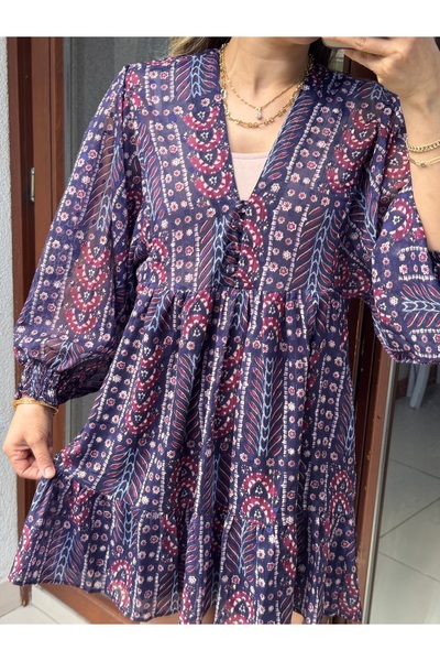 Marka Butikmayamoda Sifon Etnik Desenli Elbise