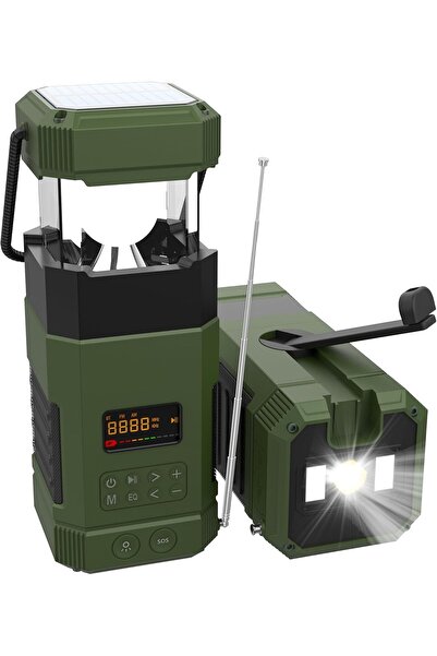 Libovgogo DF-585 Solar Crank Radyo Bluetooth Işıklı Kamp Lambası Powerbank Ac...
