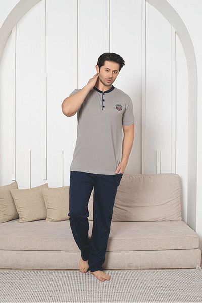 Asel Men's Cotton Knitted Pocket Pajama Set