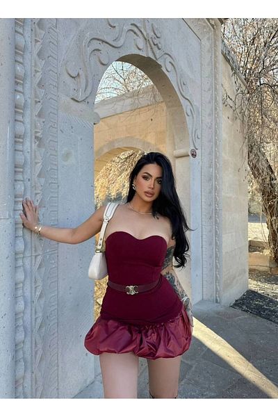ELBEY Rochie cu balon fără bretele cu decolteu inimă