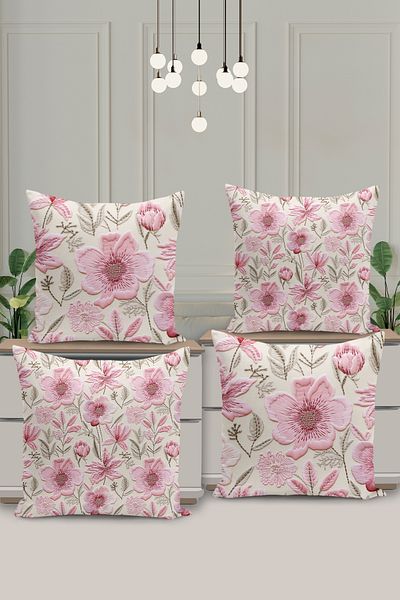 Filamente 4-Piece Double-Sided Digital Printing Embroidery Flowers Patterned Case after Contamination