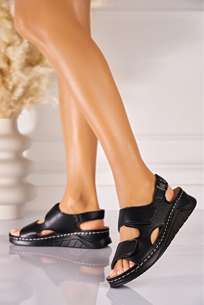 Joana Sandale fara Toc din Piele Ecologica dama Negre Lillie