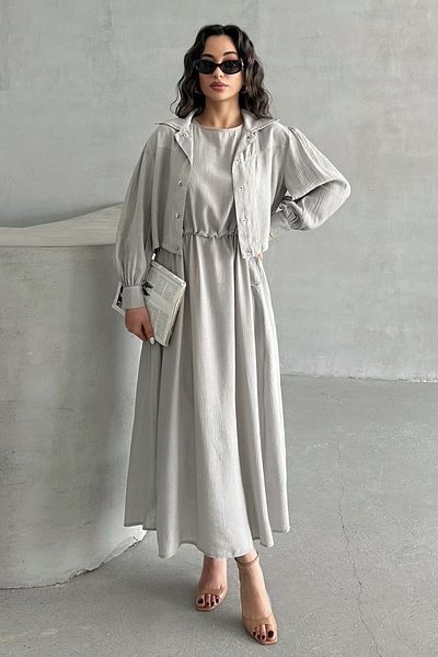 MD trend Women's Bolero Dress Set with Pockets