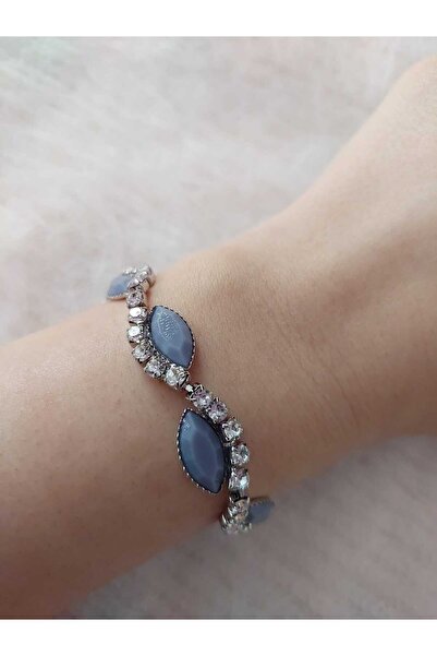 Avcıoğlu Aksesuar اسوارة نسائية مرصعة بالزركون وحجر اكريليك ملون مطلية بالفضة