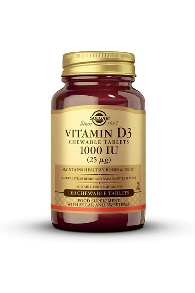 Solgar Vitamin D3 1000 Iu Chewable Tablets, 100 Count
