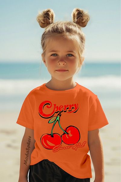ModaSphere Cherry Printed Girl's T-Shirt