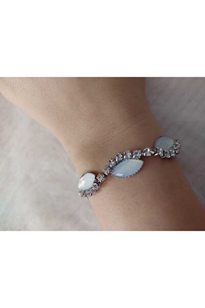 Avcıoğlu Aksesuar اسوارة نسائية مرصعة بالزركون وحجر اكريليك ملون مطلية بالفضة