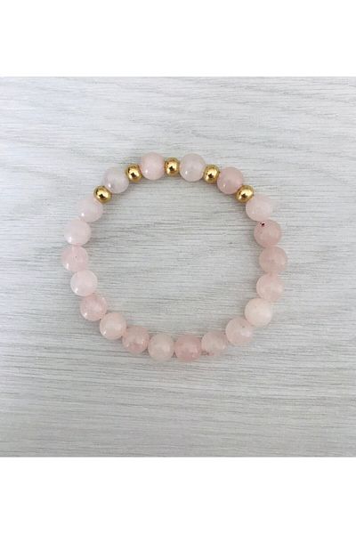 MK tasarım Real Pink Quartz Stone Bracelet (a Quality) Mkt20250005