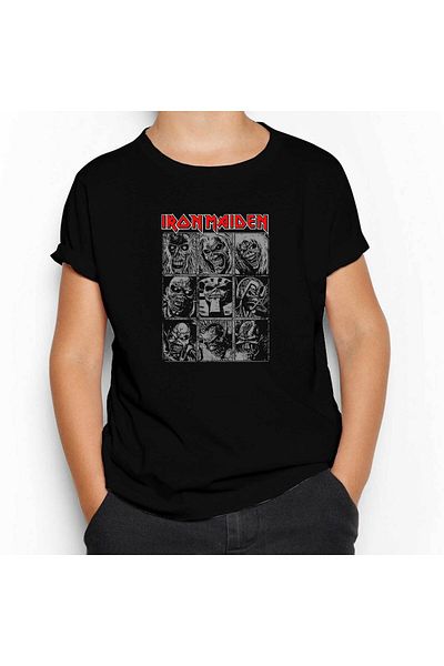 Z zepplin Детска тениска Iron Maiden с кавър на албума на Еди, черна