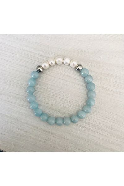 MK tasarım Real Pearl - Blue Quartz (a Quality) Bracelet Mkt20250002
