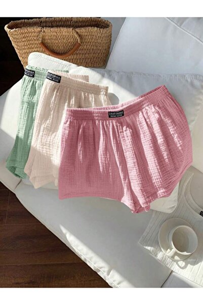 trendgar 3 lü müslin Kadın dokuma mini şort