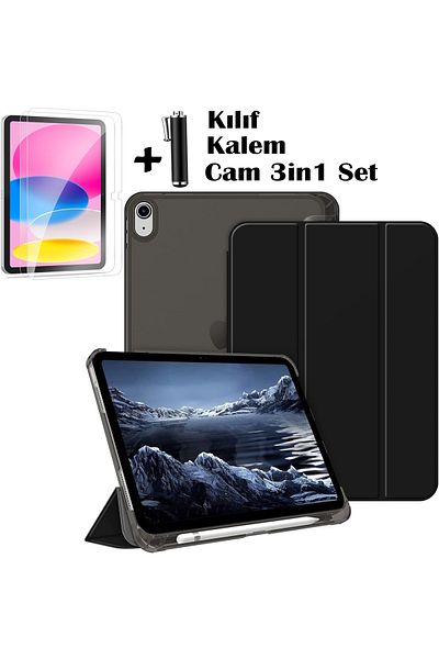 m.tk moveteck iPad 11 (A16) 2025 10Th Generation 10.9 Case Smart Smart with Pen Compartment + Screen Protector Glass + Pen Set