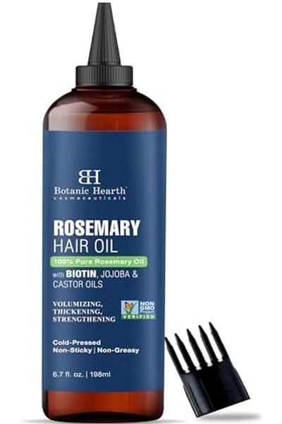 Botanic Hearth 100% Pure Rosemary Oil For Hair Growth | 200 ML | Infused With Biotin, Jojoba & Casto