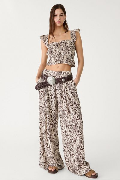 Stradivarius Flowing Printed Palazzo Trousers